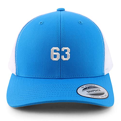 Trendy Apparel Shop Small Number 63 Embroidered 6 Panel Trucker Mesh Cap
