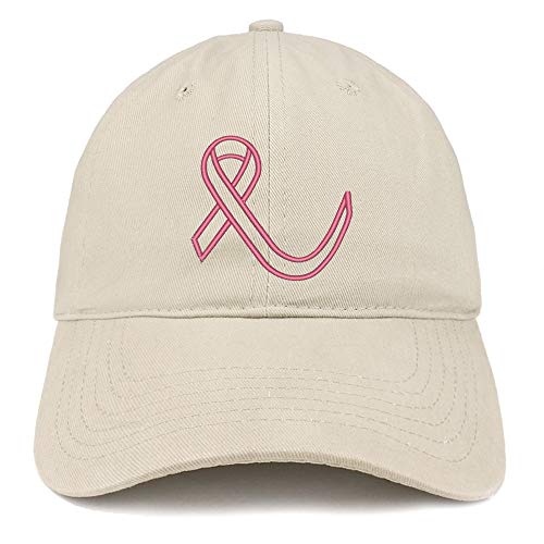 Trendy Apparel Shop Breast Cancer Ribbon Embroidered Soft Brushed Cotton Cap