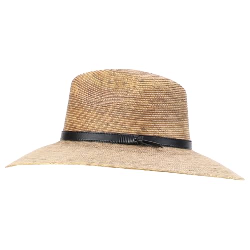 Trendy Apprel Shop Palm Braid UPF 50+ Wide Brim Fedora Crown Sun Hat