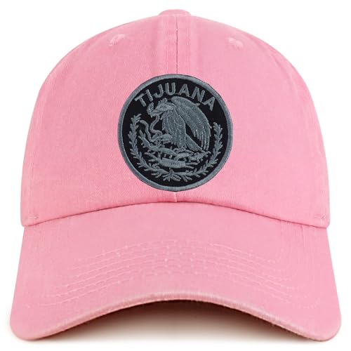 Trendy Apparel Shop Tijuana Mexico Charcoal Embroidered Patch Pigment Dyed Washed Baseball Cap