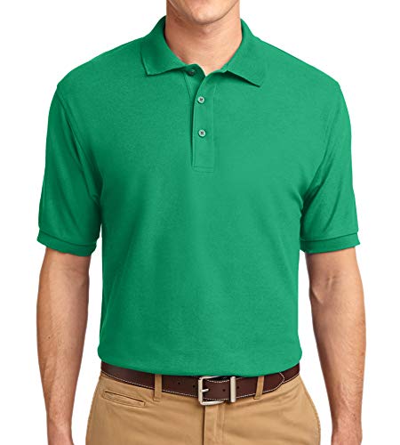 Trendy Apparel Shop Silky Classic Comfortable Fit Wrinkle Resistant Polyester Blend Men's Polo Big and Tall Shirt