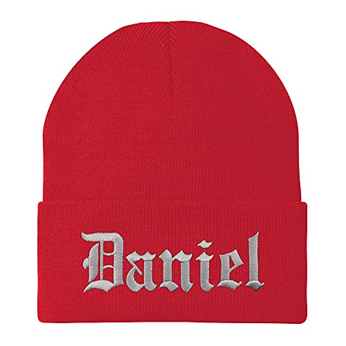 Trendy Apparel Shop Daniel Old English Embroidered Long Cuff Beanie