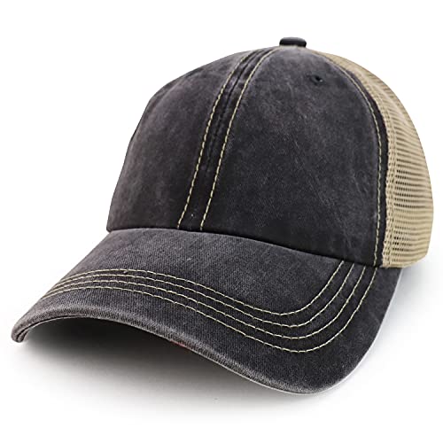 Trendy Apparel Shop Pigment Dyed Front Mesh Back Unstructured Trucker Ball Cap