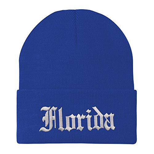 Trendy Apparel Shop Florida State Old English Embroidered Long Cuff Beanie