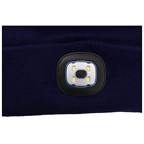 Trendy Apparel Shop LED Light Rechargeable Winter Long Cuff Beanie