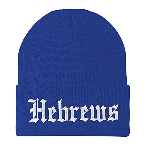 Trendy Apparel Shop Hebrews Old English Embroidered Long Cuff Beanie