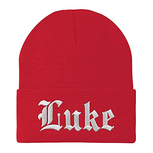 Trendy Apparel Shop Luke Old English Embroidered Long Cuff Beanie