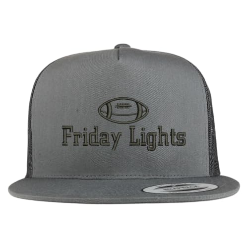 Trendy Apparel Shop Football Friday Lights Embroidered 5 Panel Flatbill Trucker Mesh Cap