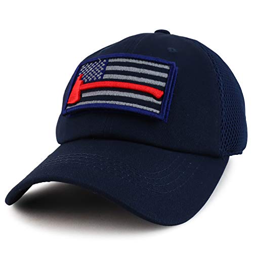 Trendy Apparel Shop USA Thin Red Axe Tactical Patch Soft Air Trucker Mesh Cap