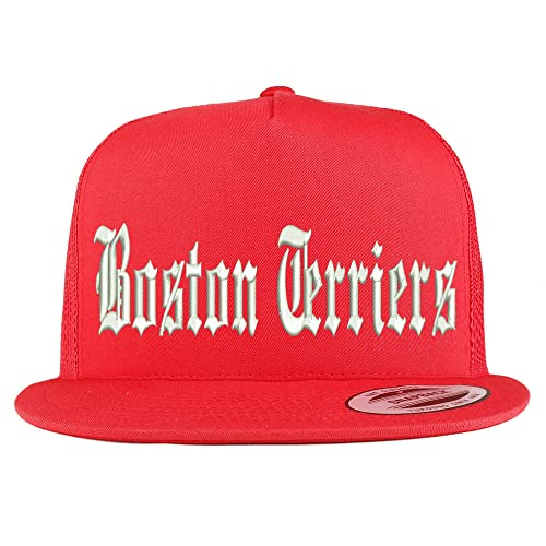 Trendy Apparel Shop Old English Boston Terriers 5 Panel Flatbill Trucker Cap