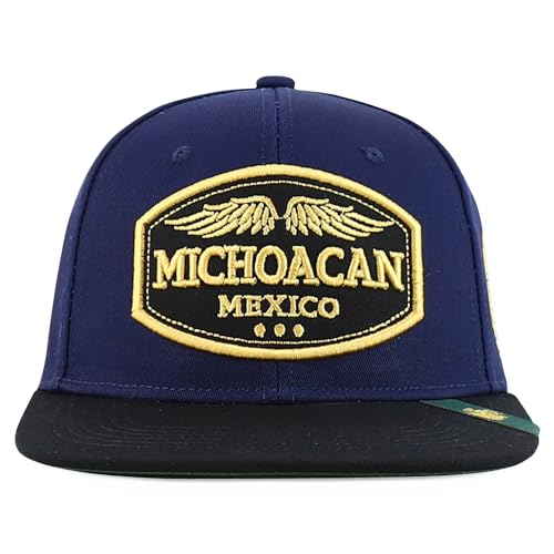 Trendy Apparel Shop Mexico States with Eagle Embroidered Flatbill Snapback Cap