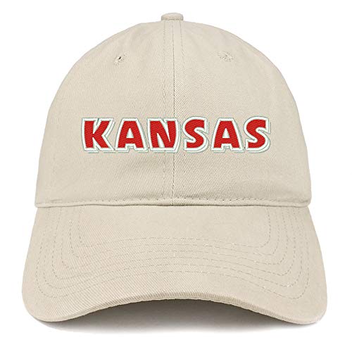 Trendy Apparel Shop Kansas Bold Text Embroidered Soft Crown 100% Brushed Cotton Cap