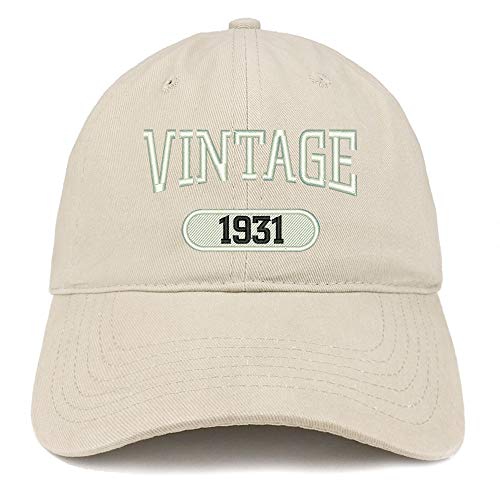 Trendy Apparel Shop 90th Birthday Vintage 1931 Soft Crown Brushed Cotton Cap