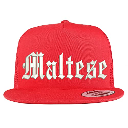 Trendy Apparel Shop Old English Maltese 5 Panel Flatbill Trucker Cap