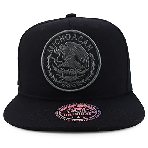 Trendy Apparel Shop Cities of Mexico Circular Logo Embroidered Flatbill Snapback Baseball Cap