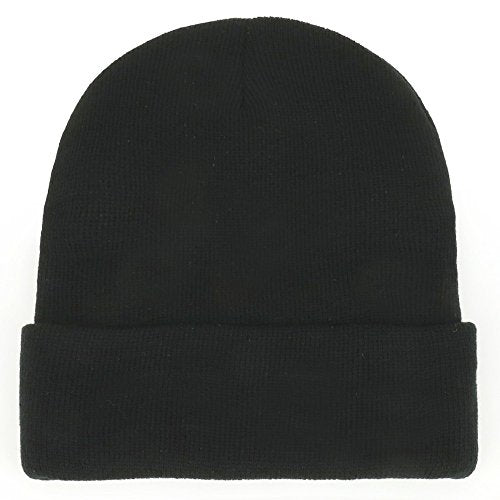 Trendy Apparel Shop Plain Long Cuff Winter Acrylic Beanie Cap