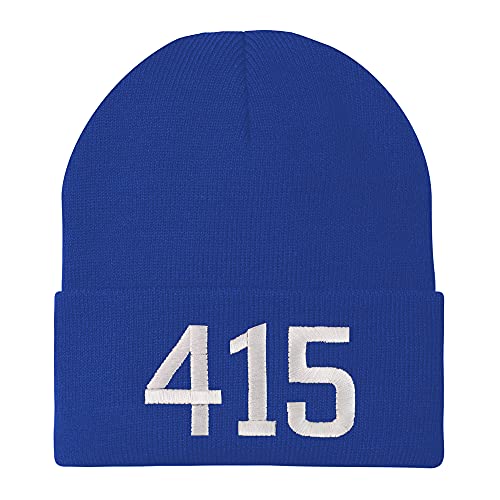 Trendy Apparel Shop 414 San Francisco CA Old English Embroidered Long Cuff Beanie
