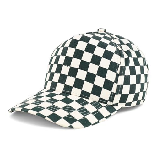Trendy Apparel Shop Structured 5 Panel Checkered Print Baseball Cap