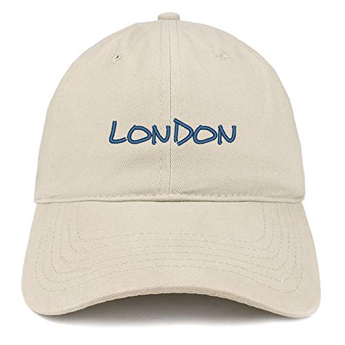 Trendy Apparel Shop London Text Embroidered Soft Crown 100% Brushed Cotton Cap