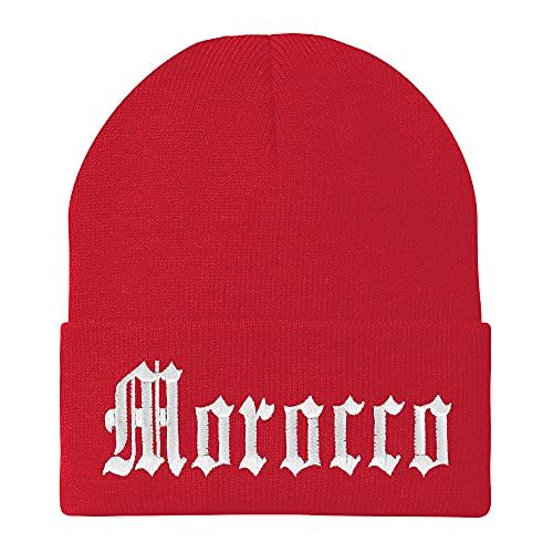 Trendy Apparel Shop Morocco State Old English Embroidered Long Cuff Beanie