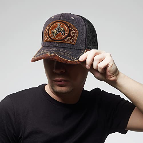 Trendy Apparel Shop Rodeo Leather Patch Trucker Snapback Ball Cap