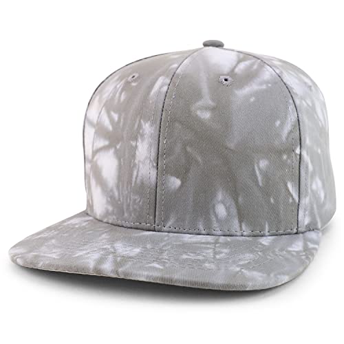 Trendy Apparel Shop Plain 100% Cotton Tie Dyed Pattern Flatbill Snapback Baseball Cap