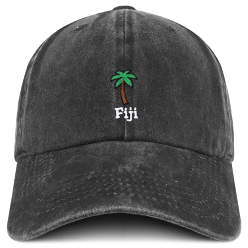Trendy Apparel Shop Fiji with Palm Tree Embroidered Pigment Dyed Cotton Baseball Cap