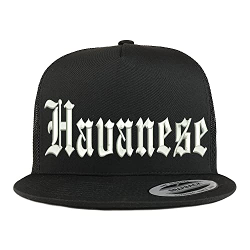 Trendy Apparel Shop Old English Havanese 5 Panel Flatbill Trucker Cap