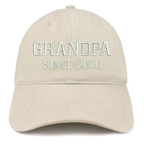 Trendy Apparel Shop Grandpa Since 2020 Embroidered Soft Crown 100% Brushed Cotton Cap