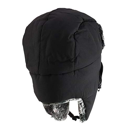 Trendy Apparel Shop Men's Faux Fur Lined Nylon Removable Mouth Guard Trapper Hat