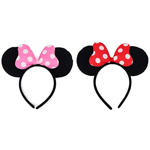 Trendy Apparel Shop Polka Dot Ribbon Ear Headband 2 Pack Set