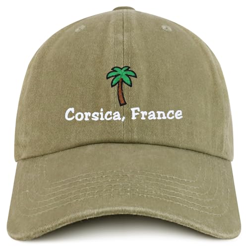 Trendy Apparel Shop Corsica France with Palm Tree Embroidered Pigment Dyed Cotton Baseball Cap
