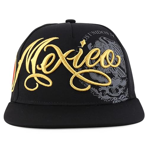 Trendy Apparel Shop Mexico Eagle Embroidered Flatbill Snapback Cap