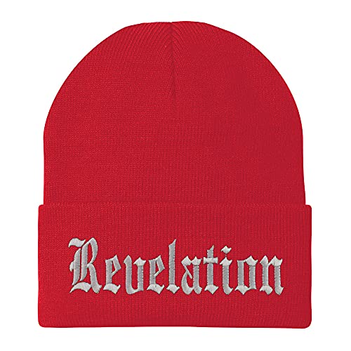 Trendy Apparel Shop Revelations Old English Embroidered Long Cuff Beanie