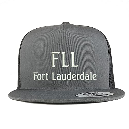 Trendy Apparel Shop FLL Fort Lauderdale Embroidered 5 Panel Flatbill Trucker Cap