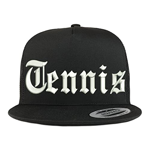 Trendy Apparel Shop Old English Tennis 5 Panel Flatbill Trucker Cap