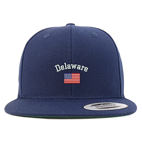 Trendy Apparel Shop Delaware USA Flag Embroidered Flatbill Snapback