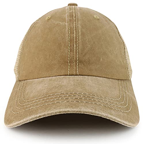 Trendy Apparel Shop Pigment Dyed Front Mesh Back Unstructured Trucker Ball Cap