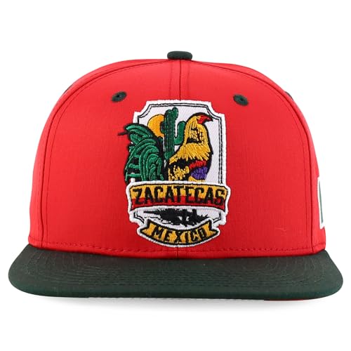 Trendy Apparel Shop Cities of Mexico with Rooster Embroidered Flatbill Snapback Cap