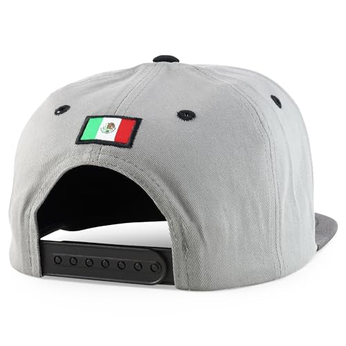 Trendy Apparel Shop 3D Gold Mexico Embroidered License Plate Theme Flatbill Snapback Cap