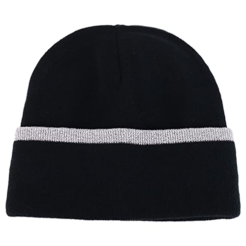 Trendy Apparel Shop Rib Knit Lined Reflective Beanie