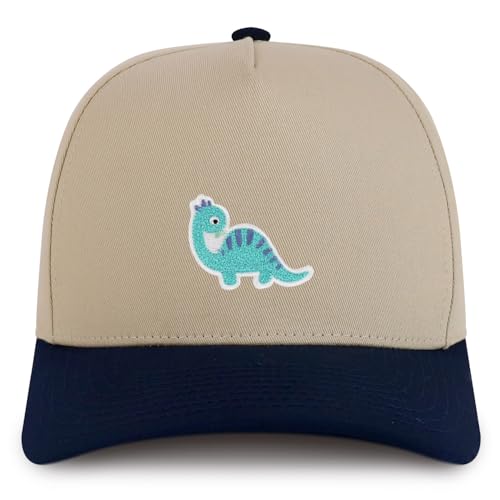 Trendy Apparel Shop Brontosaurus Dinosaurus Patch Cotton 5 Panel Structured Snapback Cap