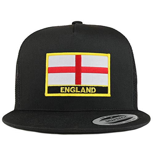 Trendy Apparel Shop Flexfit XXL England Flag 5 Panel Flatbill Trucker Mesh Snapback Cap