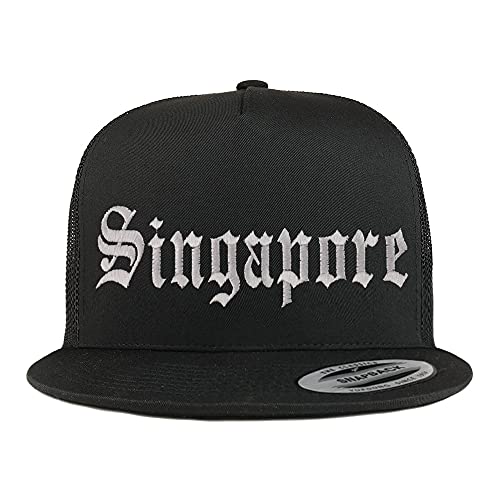 Trendy Apparel Shop Singapore Old English 5 Panel Flatbill Trucker Cap