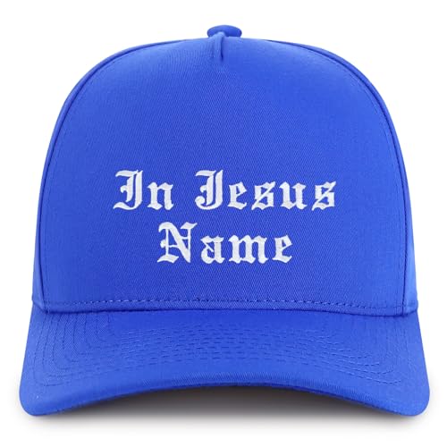 Trendy Apparel Shop in Jesus Name Embroidered 5 Panel Structured Baseball Cap