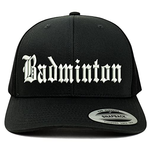 Trendy Apparel Shop Old English Badminton 6 Panel Trucker Mesh Cap