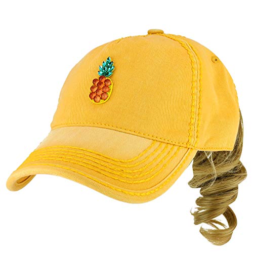 Trendy Apparel Shop 5 Panel Unstructured Bejeweled Fruity Ponytail Baseball Cap