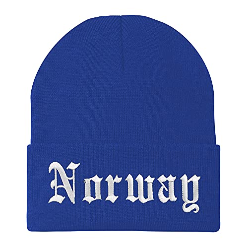 Trendy Apparel Shop Norway Old English Embroidered Long Cuff Beanie