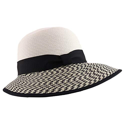 Trendy Apparel Shop UPF 50+ Women's Paper Braid Unbalanced Brim Sun Hat