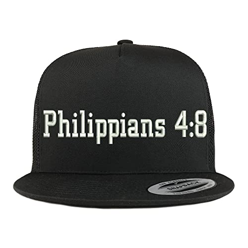 Trendy Apparel Shop Philippians 4:8 5 Panel Flatbill Trucker Cap